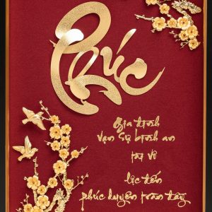 Alternative view of Tranh Chữ Phúc Dát Vàng 24K Nền Đỏ – Quà Tặng Ý Nghĩa | Minh Anh Art