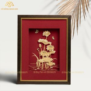 Tranh Hoa Sen Dát Vàng 24K Cao Cấp – Minh Anh Art